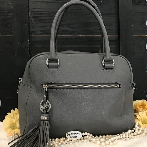 Michael Kors Handbags - MICHAEL KORS Knox Gray Tassel Leather Satchel  Bag